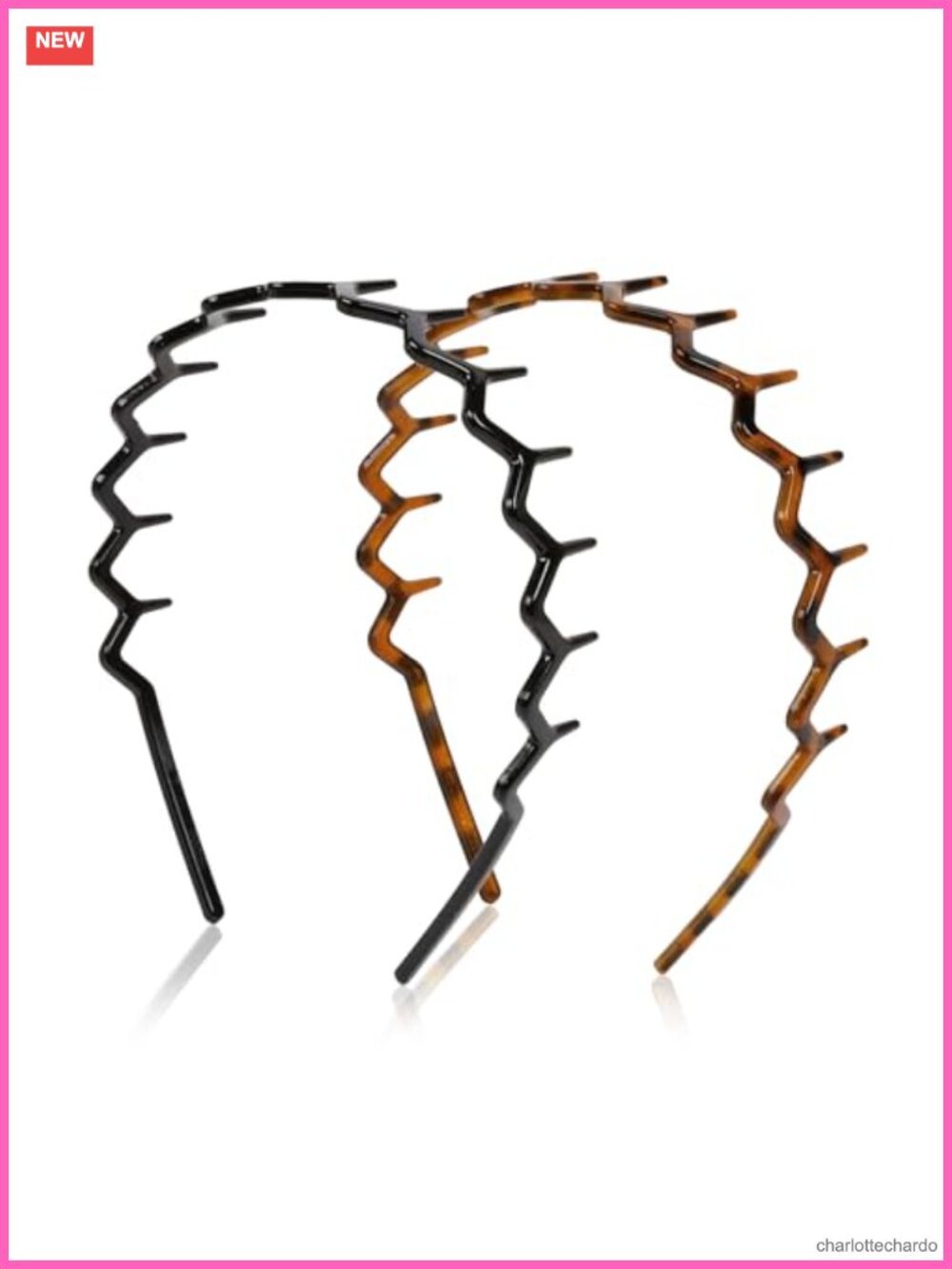 Zig Zag Headbands with Teeth Plastic Non Slip Hair Accessories 2PCS